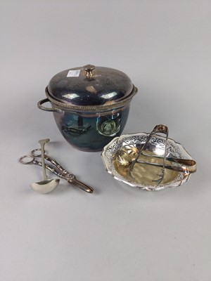 Lot 663 - A HOTEL PLATE THREE PIECE TEA SERVICE AND OTHER ITEMS