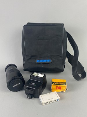 Lot 659 - A MINOLTA X-700 SLR CAMERA LENS AND OTHER ACCESSORIES INCLUDING ANOTHER CAMERA