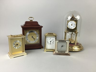 Lot 645 - A GERMAN ANNIVERSAY CLOCK ALONG WITH FOUR OTHER CLOCKS