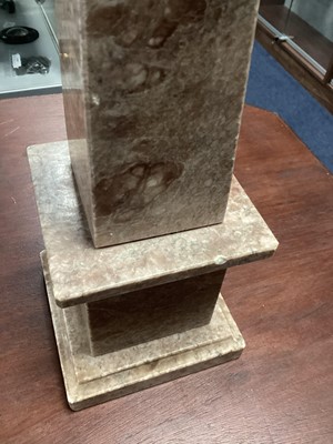 Lot 847 - A PAIR OF MARBLE OBELISKS