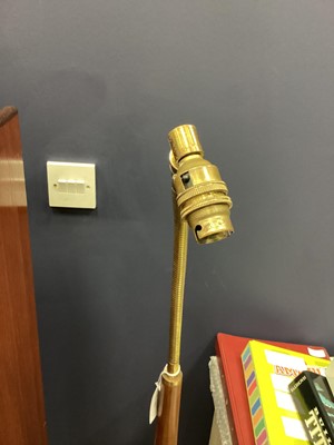 Lot 332 - A TEAK AND BRASS PLATED STANDARD LAMP