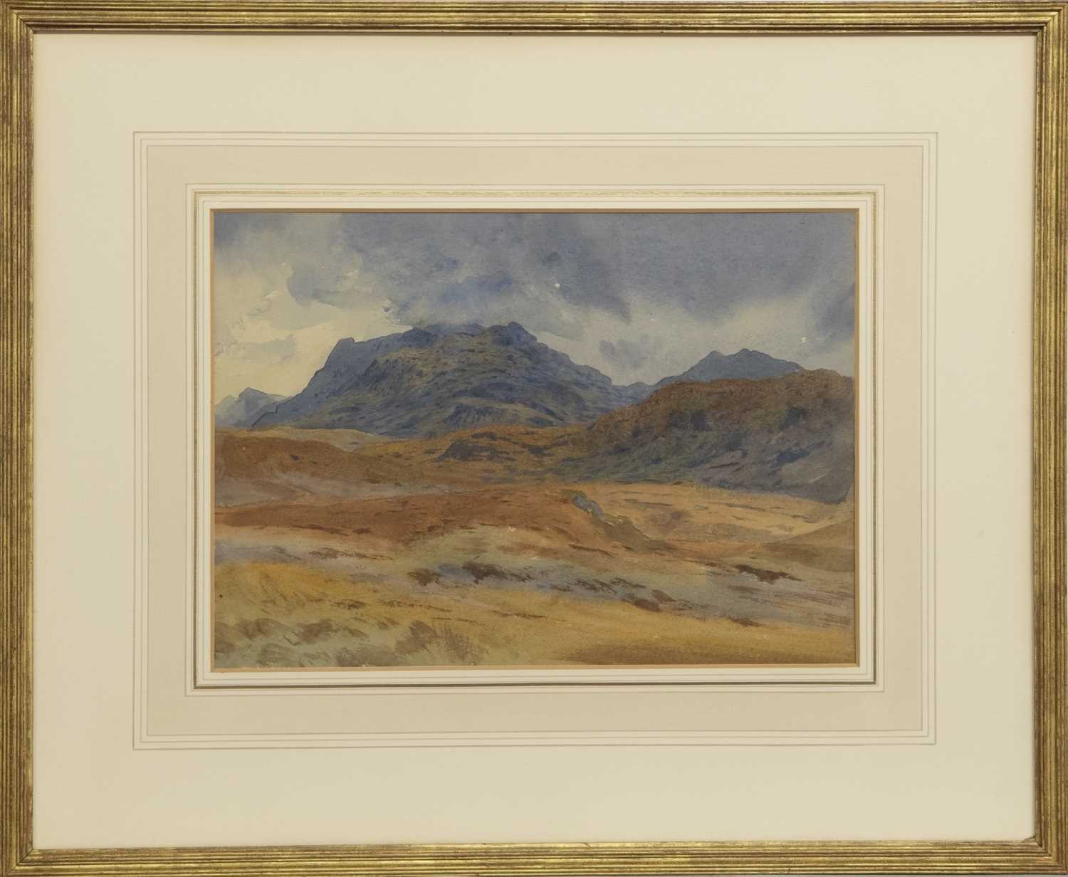 Lot 381 - STALKING COUNTRY, NEAR INVERARN, ROSS-SHIRE, A WATERCOLOUR BY ARCHIBALD THORBURN