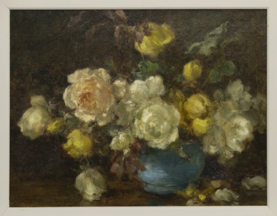 Lot 393 - ROSES, AN OIL ATTRIBUTED TO LILY HARTRICK