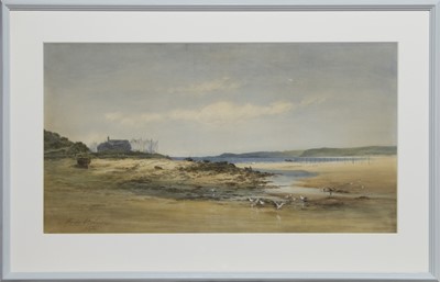 Lot 397 - DRYING THE NETS, A WATERCOLOUR BY CHARLES JAMES LAUDER