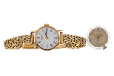Lot 809 - A LADY'S LONGINES WATCH AND A GIRARD PERREGAUX MOVEMENT