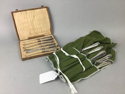 Lot 45 - A LOT OF THREE SETS OF SILVER HANDLED KNIVES