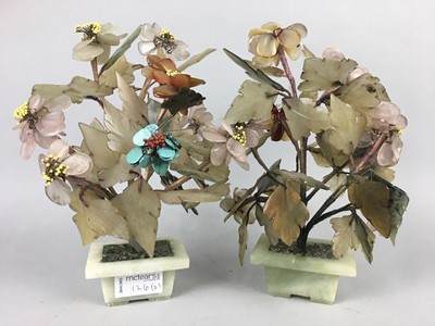 Lot 126 - A PAIR OF HARDSTONE BLOSSOMING PLANTS