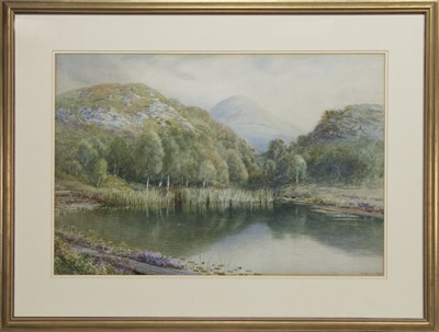 Lot 398 - HIGHLAND LOCH, A WATERCOLOUR BY WALTER SEVERN