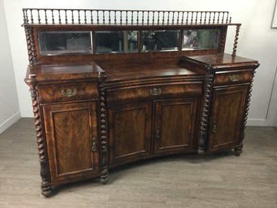 Lot 315 - 19TH CENTURY FLAME MAHOGANY MIRROR BACK SIDEBOARD