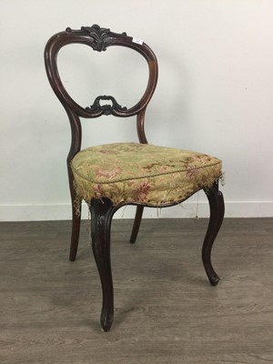 Lot 159 - A VICTORIAN ROSEWOOD BALLOON BACK CHAIR AND OTHER CHAIRS