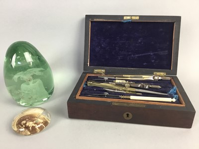 Lot 42 - A LOT OF EARLY 20TH CENTURY DRAWING INSTRUMENTS AND TWO PAPERWEIGHTS