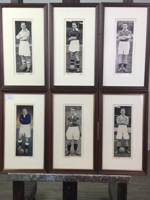 Lot 1567 - A FRAMED SET OF SIX TOPICAL TIMES FOOTBALLERS CARDS