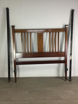 Lot 14 - AN EDWARDIAN INLAID MAHOGANY DOUBLE BEDSTEAD