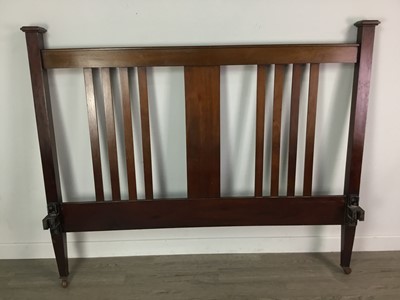 Lot 14 - AN EDWARDIAN INLAID MAHOGANY DOUBLE BEDSTEAD