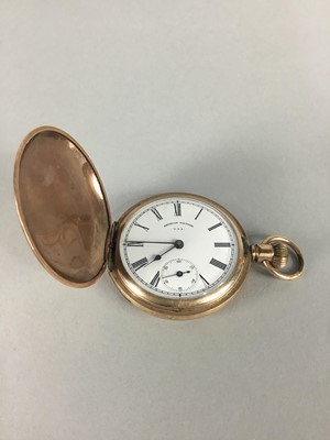 Lot 1 - A WALTHAM ROLLED GOLD HUNTER CASED POCKET WATCH