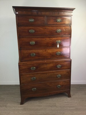 Lot 768 - A 19TH CENTURY MAHOGANY CHEST ON CHEST