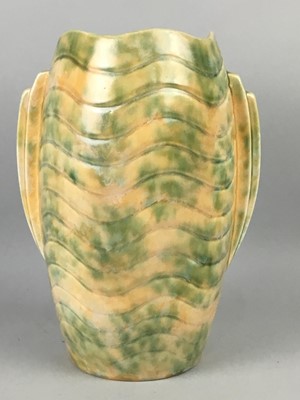 Lot 84 - A SHORTER & SON ART DECO POTTERY VASE AND OTHER CERAMICS, ALSO A HORN