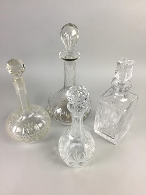 Lot 88 - A LOT OF FOUR CRYSTAL DEANTERS WITH STOPPERS