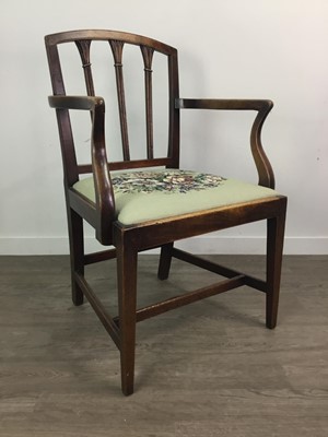 Lot 273 - A LATE GEORGIAN MAHOGANY CARVER ARMCHAIR AND ANOTHER CHAIR