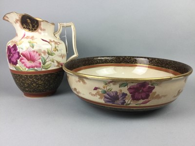 Lot 179 - A LATE VICTORIAN TOILET EWER AND BASIN AND A WEDGWOOD PLATE