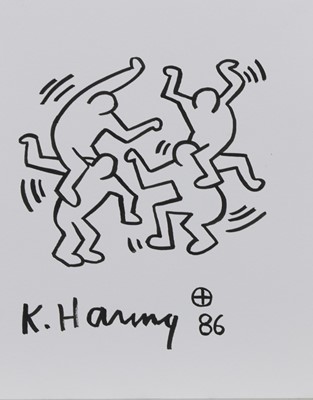 Lot 63 - DANCING MEN, A LITHOGRAPH BY KEITH HARING