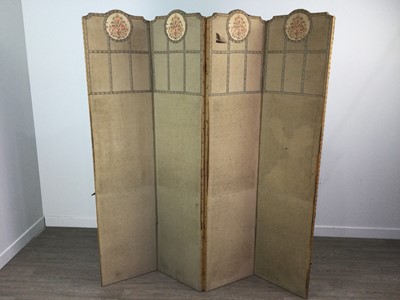 Lot 240A - A 20TH CENTURY FOUR FOLD DRESSING SCREEN AND ANOTHER