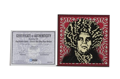 Lot 64 - PSYCHEDELIC ANDRE - CLASSIC RED OBEY GIANT VARIANT, A PRINT BY SHEPARD FAIREY