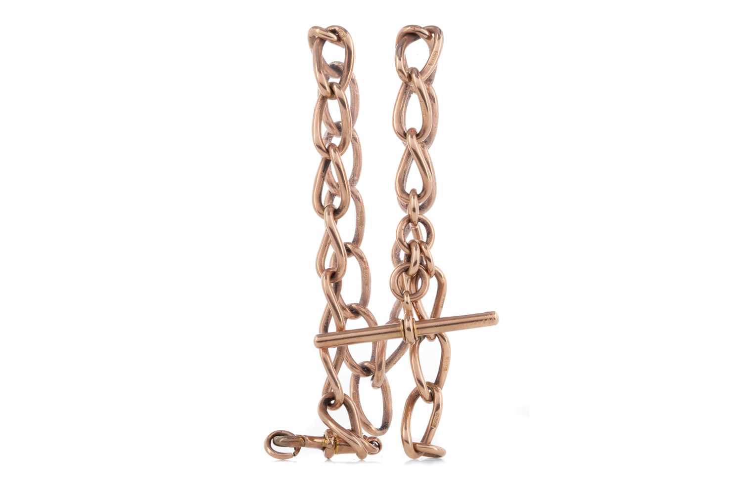 Lot 816 - A ROSE GOLD ALBERT CHAIN