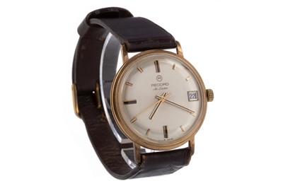 Lot 817 - A GENTLEMAN'S RECORD DE LUXE NINE CARAT GOLD MANUAL WIND WRIST WATCH