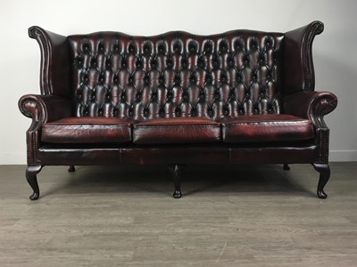 Lot 750A - A THREE-SEATER WINGBACK CHESTERFIELD SETTEE