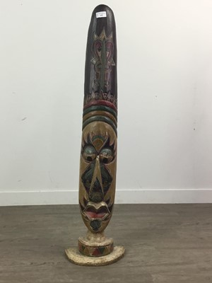Lot 195 - A PAINTED CARVED WOOD TOTEM
