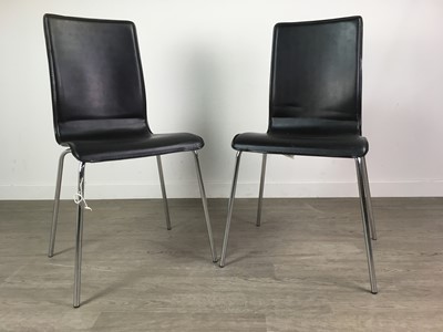 Lot 207 - A LOT OF EIGHT BLACK AND CHROME DINING CHAIRS