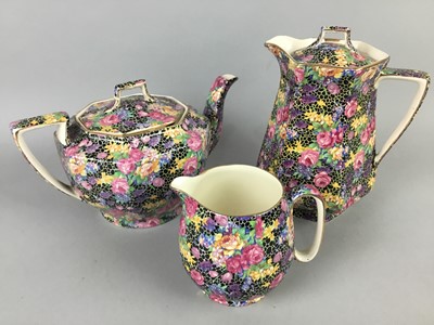 Lot 219 - A ROYAL WINTON CHINTZ "HAZEL" PATTERN TEA POT, COFFEE POT AND CREAM WITH OTHER CERAMICS