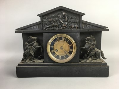 Lot 339 - A LOT OF TWO VICTORIAN SLATE MANTEL CLOCKS