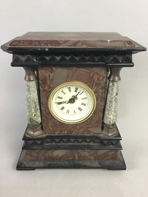 Lot 341 - A 20TH CENTURY MARBLE MANTEL CLOCK