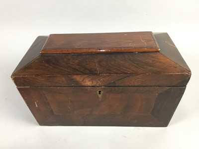 Lot 348 - A VICTORIAN MAHOGANY TEA CADDY AND OTHER OBJECTS