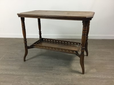 Lot 350 - A VICTORIAN OAK TWO TIER OCCASIONAL TABLE