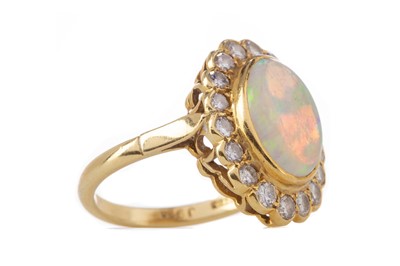 Lot 444 - AN OPAL AND DIAMOND CLUSTER RING