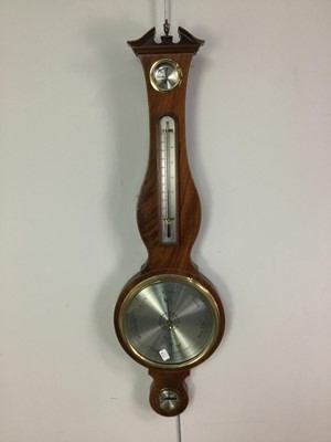 Lot 369 - A REPRODUCTION MAHOGANY BANJO BAROMETER