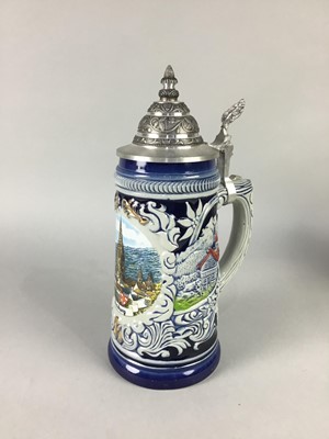 Lot 402 - A GERMAN BEER STEIN AND OTHERS STEINS AND JUGS