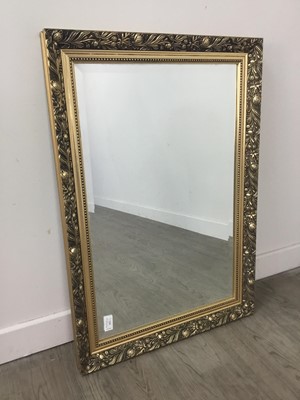 Lot 323 - A GILT FRAMED RECTANGULAR WALL MIRROR AND ANOTHER WALL MIRROR