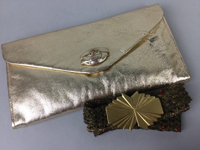 Lot 414 - A LOT OF THREE VINTAGE LADY'S EVENING BAGS AND TWO BELTS