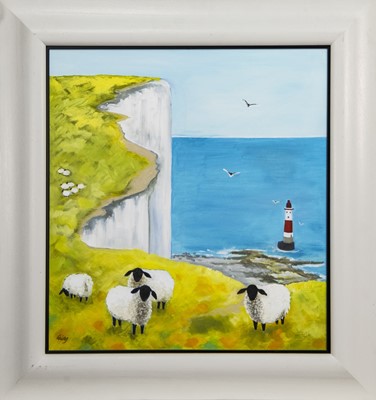 Lot 83 - THE WHITE CLIFFS, AN OIL BY ROWENA LAING