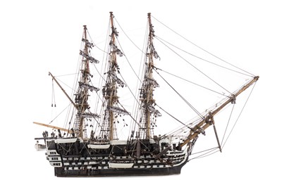 Lot 2 - A 19TH CENTURY SCRATCH BUILT TIMBER MODEL OF HMS VICTORY