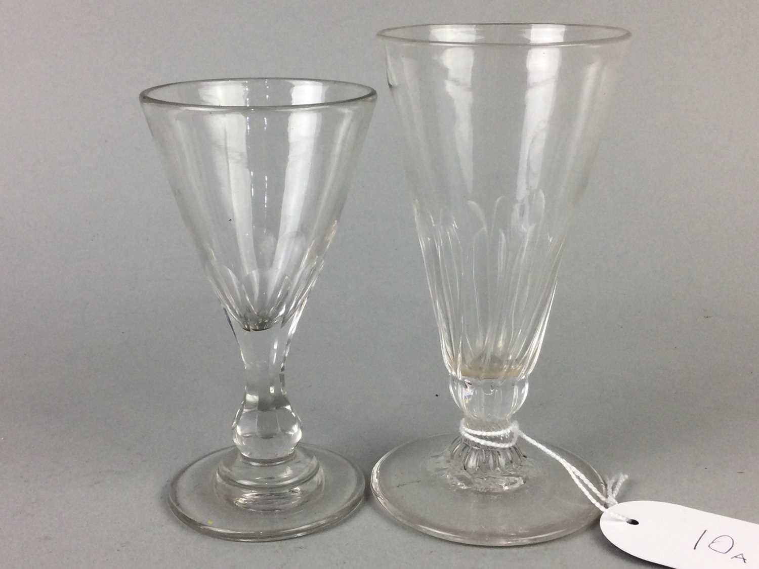 Lot 10 - A GEORGE III HALF ALE GLASS, ALONG WITH A VICTORIAN PORT GLASS
