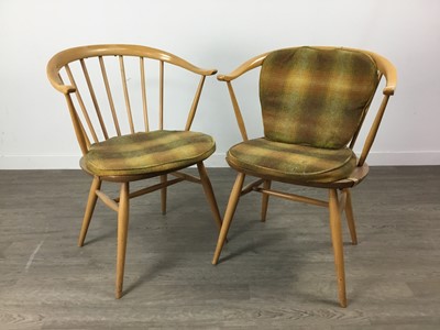 Lot 324 - A LOT OF THREE ERCOL STICK BACK TUB CHAIRS AND ANOTHER CHAIR