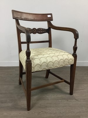 Lot 449 - A 19TH CENTURY OPEN ELBOW CHAIR