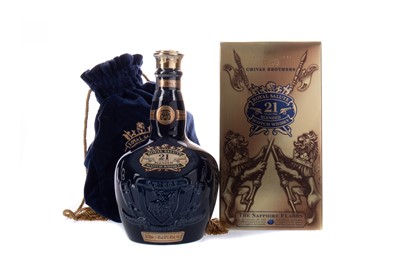 Lot 28 - CHIVAS ROYAL SALUTE 21 YEAR OLD SAPPHIRE DECANTER