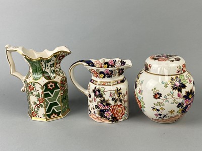Lot 482 - A LOT OF THREE MASON'S WATER JUGS AND OTHER CERAMICS