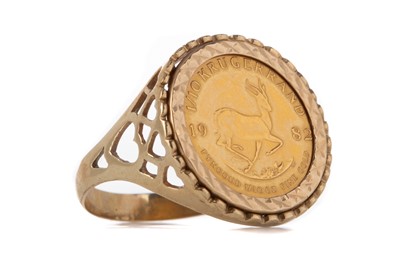 Lot 21 - A GOLD 1/10oz KRUGERRAND RING DATED 1982